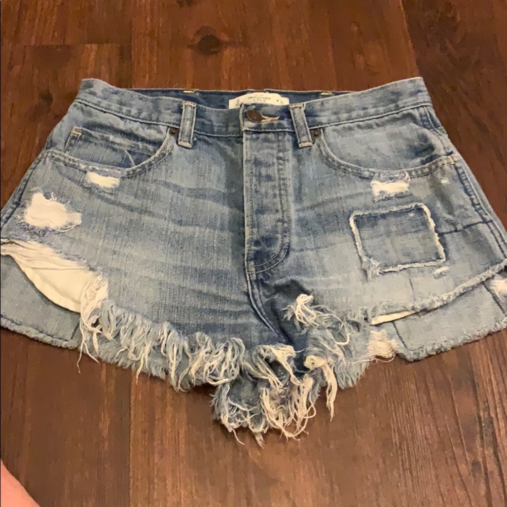 Medium wash, high waisted, jean shorts